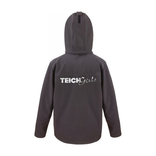 Teichgirls Herren Softshelljacke Schwarz / Grau mit Silberdruck