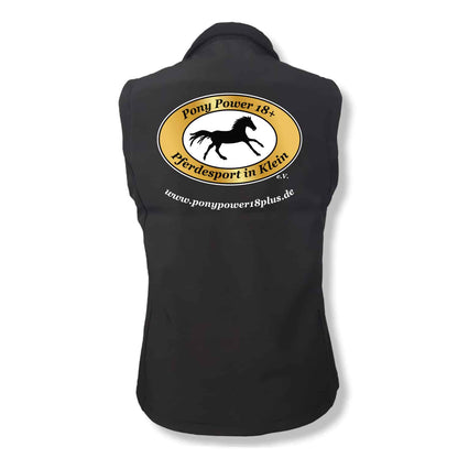 PonyPower18plus Damen Softshell-Weste Schwarz bedruckt – Bild 1