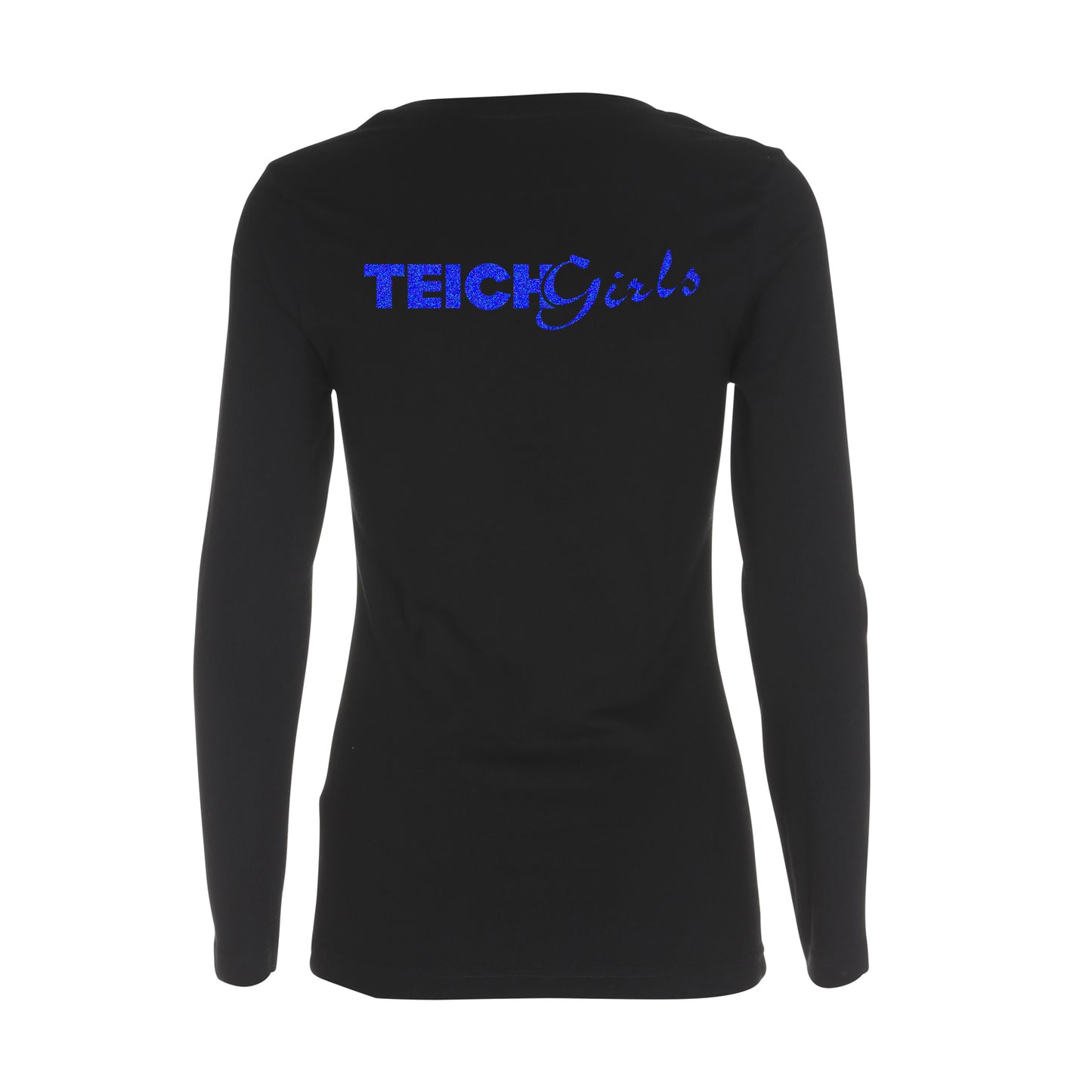 Teichgirls Damen Longsleeve Shirt Glitzer Blau bedruckt