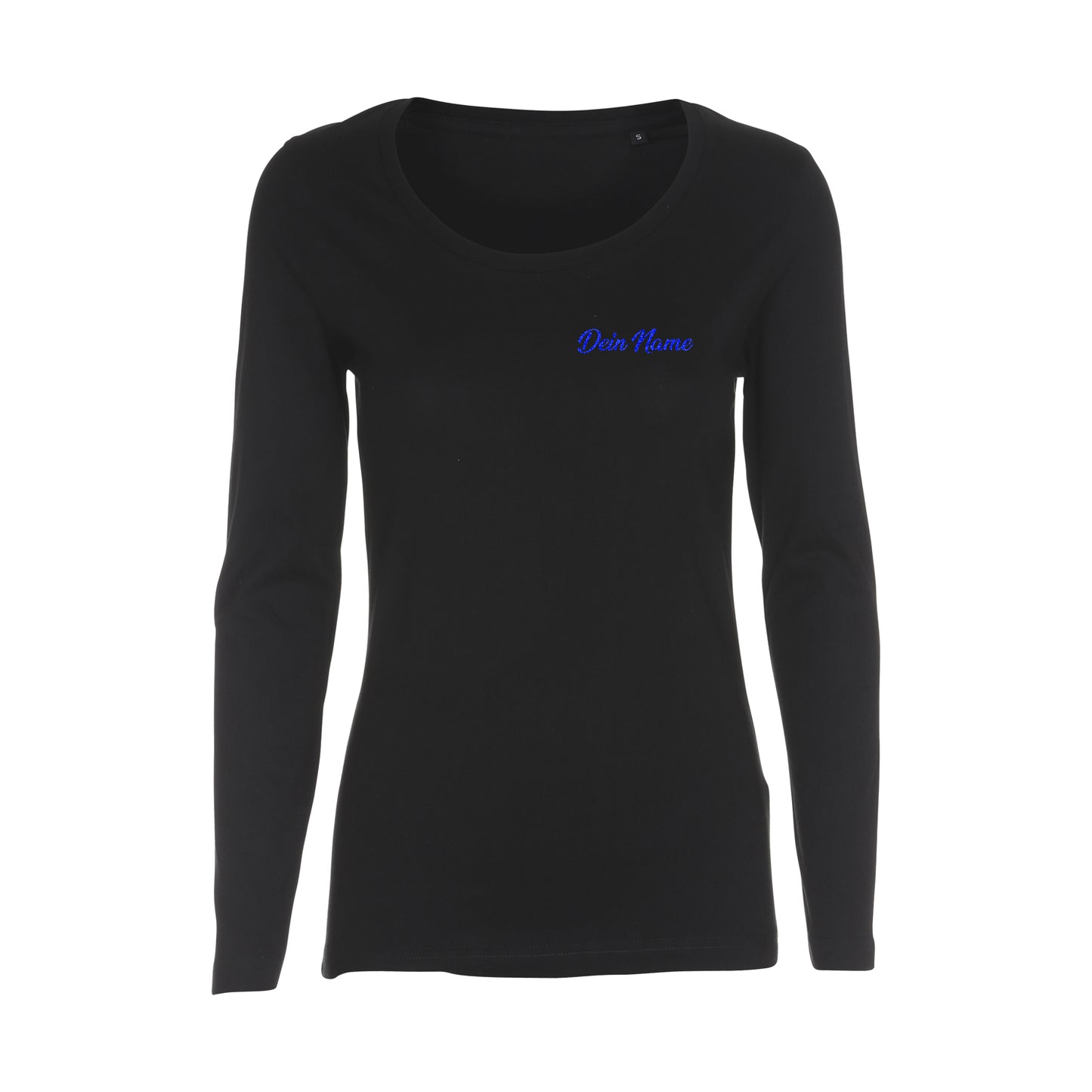 Teichgirls Damen Longsleeve Shirt Glitzer Blau bedruckt