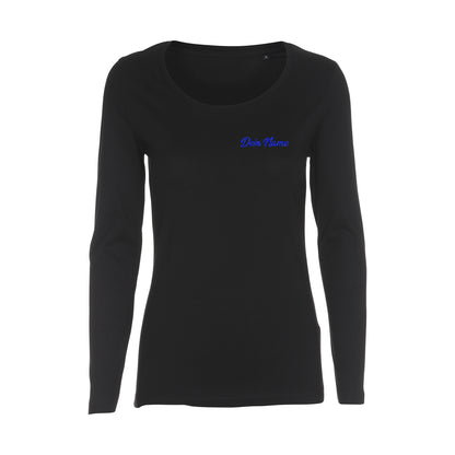 Teichgirls Damen Longsleeve Shirt Glitzer Blau bedruckt
