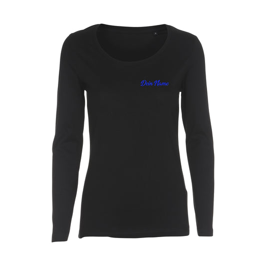 Teichgirls Damen Longsleeve Shirt Glitzer Blau bedruckt