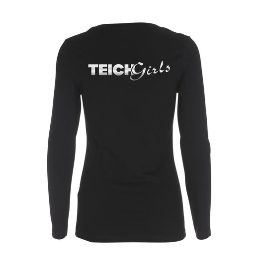 Teichgirls Damen Longsleeve Shirt Glitzer Silber bedruckt