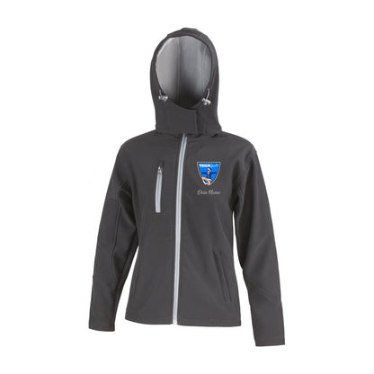 Teichgirls Damen Softshelljacke Schwarz / Grau mit Glitzerdruck Silber