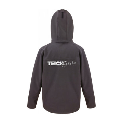 Teichgirls Herren Softshelljacke Schwarz / Grau mit Silberdruck